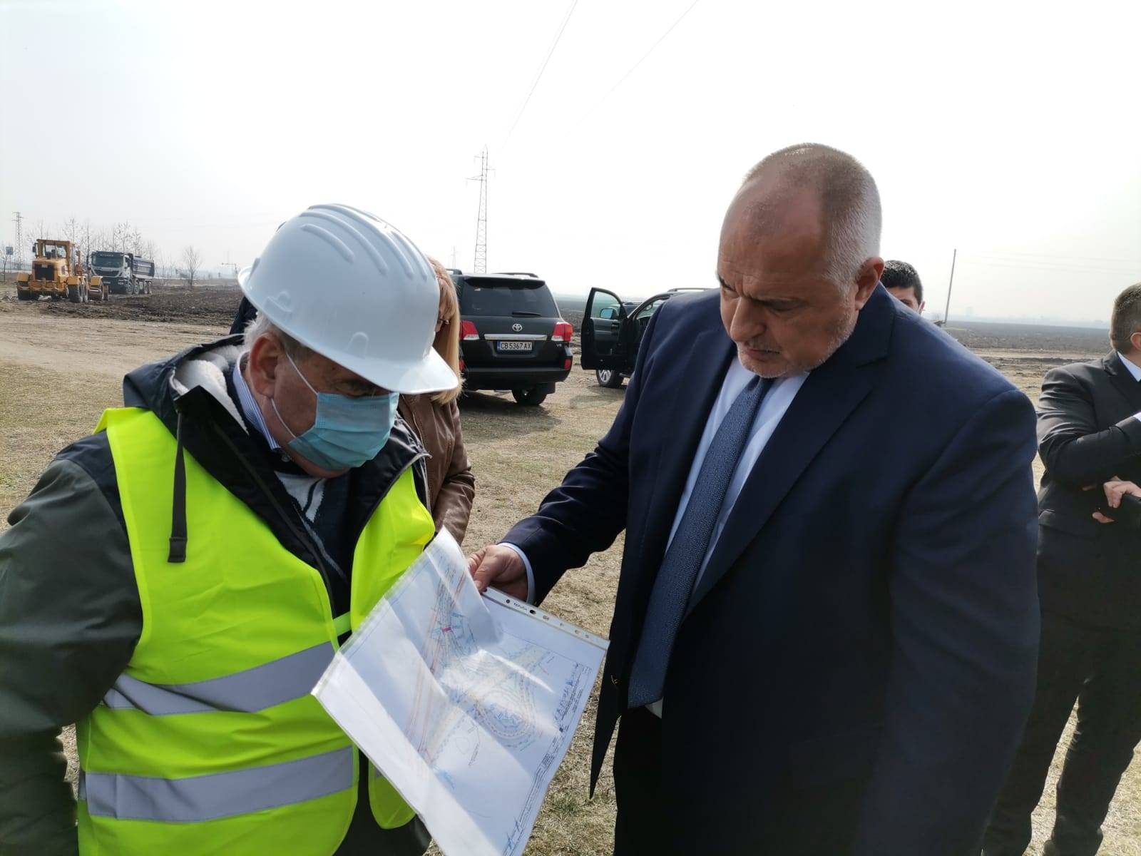 Премиерът Борисов на трасето Видин-пътен възел Макреш`